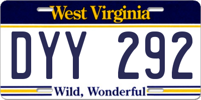 WV license plate DYY292