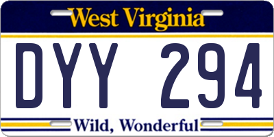 WV license plate DYY294