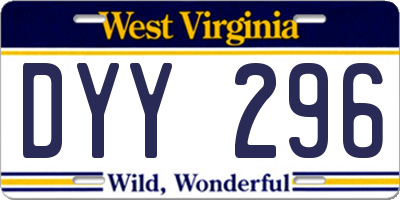 WV license plate DYY296