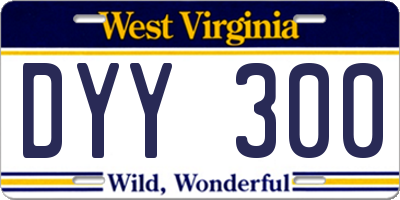 WV license plate DYY300