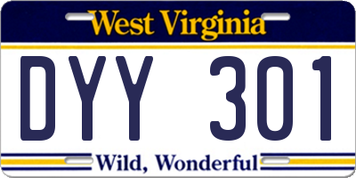 WV license plate DYY301