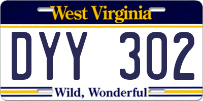 WV license plate DYY302