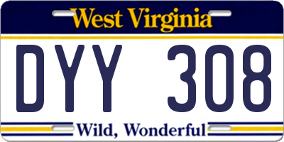 WV license plate DYY308