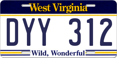 WV license plate DYY312