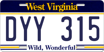 WV license plate DYY315