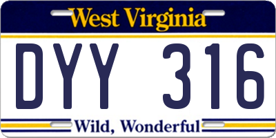 WV license plate DYY316