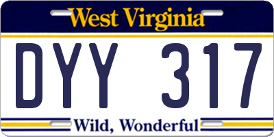 WV license plate DYY317