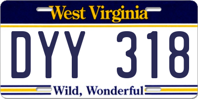WV license plate DYY318