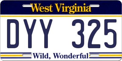 WV license plate DYY325