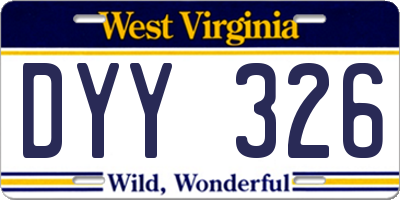 WV license plate DYY326
