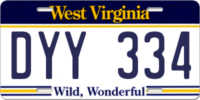WV license plate DYY334