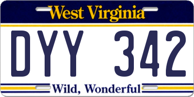 WV license plate DYY342