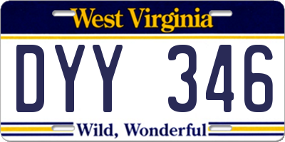 WV license plate DYY346
