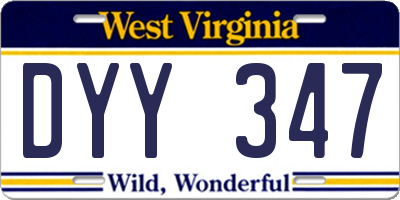 WV license plate DYY347