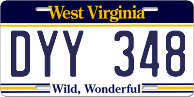 WV license plate DYY348