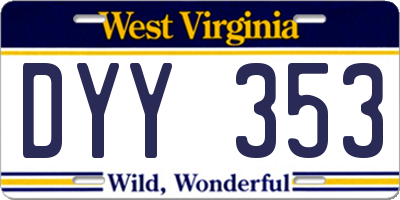 WV license plate DYY353