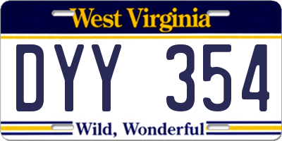 WV license plate DYY354