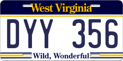 WV license plate DYY356