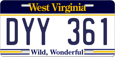 WV license plate DYY361
