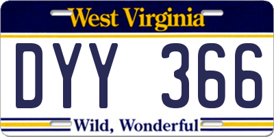 WV license plate DYY366