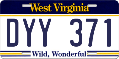 WV license plate DYY371