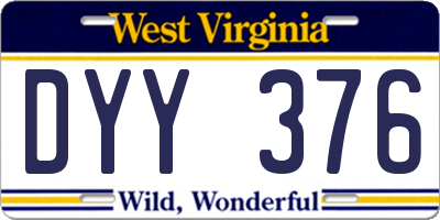 WV license plate DYY376