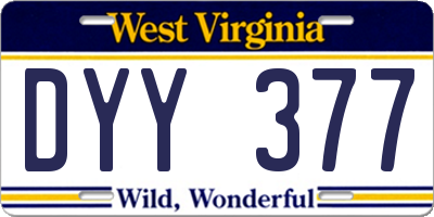 WV license plate DYY377