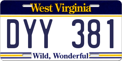 WV license plate DYY381