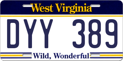 WV license plate DYY389