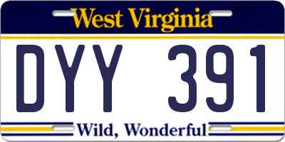 WV license plate DYY391