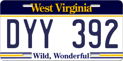 WV license plate DYY392