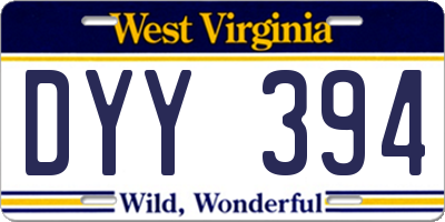 WV license plate DYY394