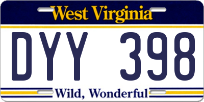 WV license plate DYY398