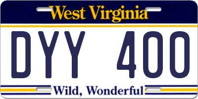 WV license plate DYY400