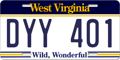 WV license plate DYY401