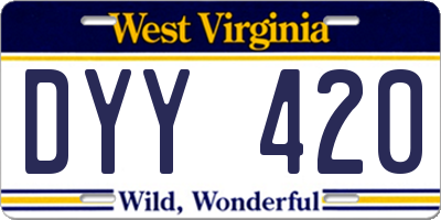 WV license plate DYY420