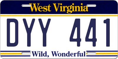 WV license plate DYY441