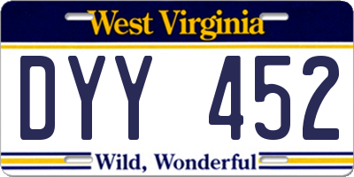 WV license plate DYY452