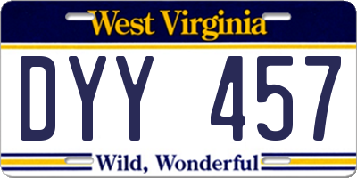 WV license plate DYY457
