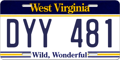 WV license plate DYY481