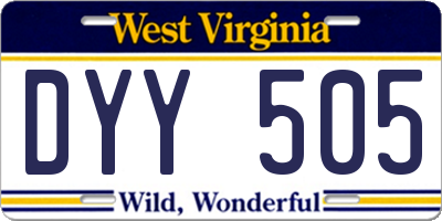 WV license plate DYY505