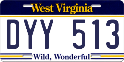 WV license plate DYY513