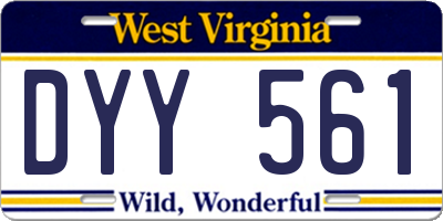 WV license plate DYY561