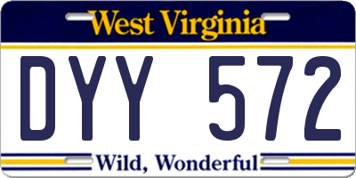 WV license plate DYY572