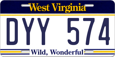 WV license plate DYY574