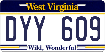 WV license plate DYY609