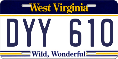 WV license plate DYY610