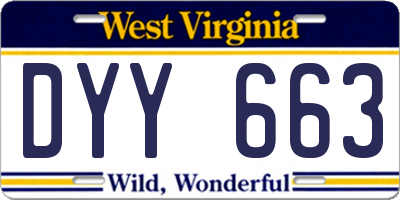 WV license plate DYY663
