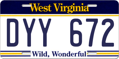 WV license plate DYY672