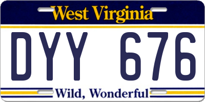 WV license plate DYY676